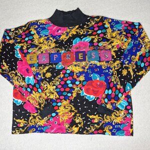 Vintage 80s Compagnie Internationale Express Bright Maximalist Print Top Size S